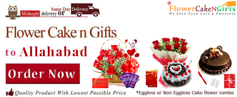 Midnight Anniversary chocolates Teddy Birthday Eggless Cake flower Bouquet delivery to Allahabad  Sameday